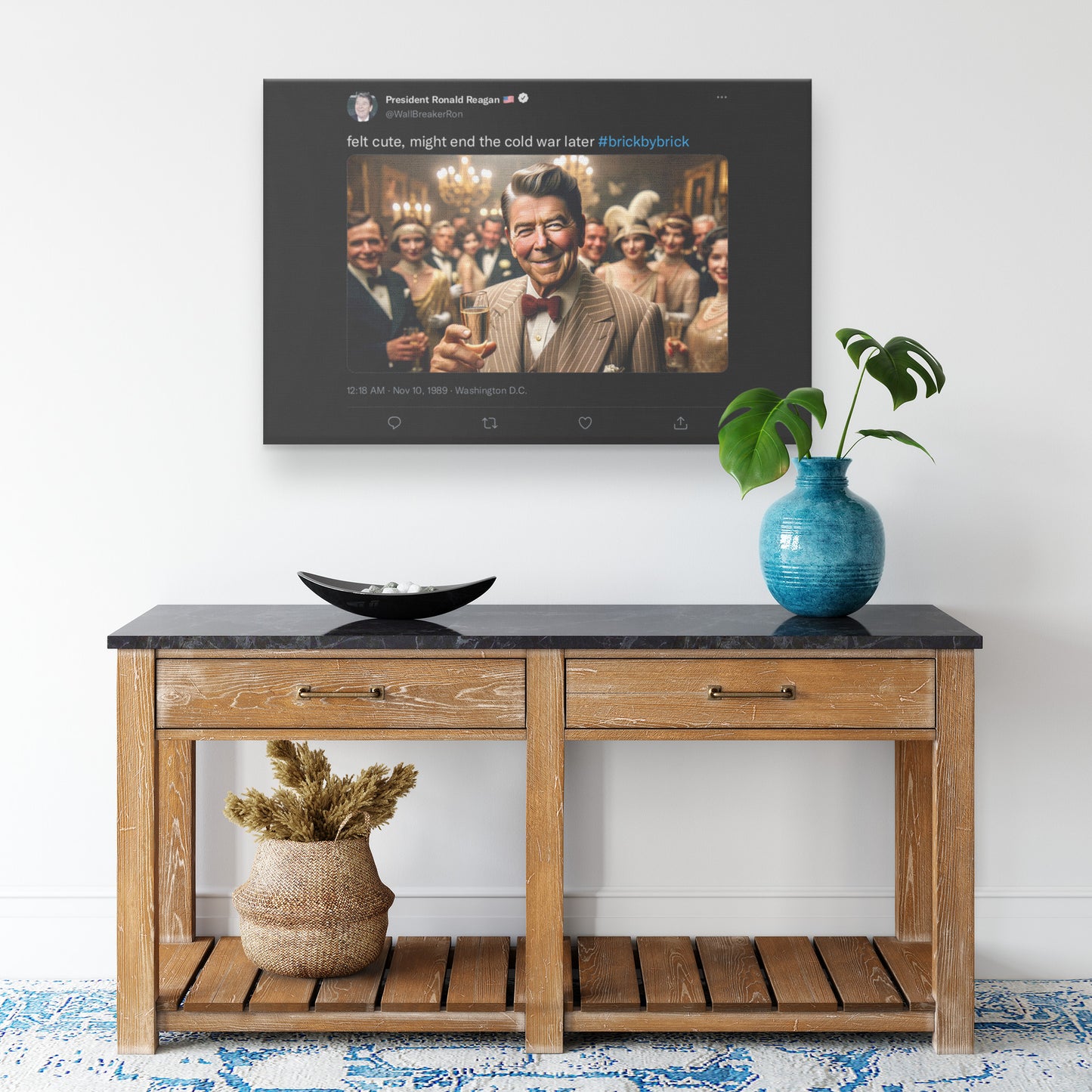 REAGAN Berlin Wall Print on Canvas